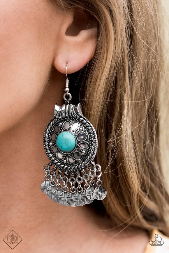 Rural Rhythm Turquoise Earrings - Paparazzi Accessories - Bella Fashion Accessories LLC