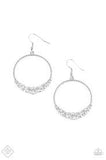 Fiercely 5th Avenue Self-Made Millionaire Silver & White Earrings - Paparazzi Accessories - Bella Fashion Accessories LLC