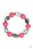 Rock Candy Canyons Silver and Pink Bracelet - Paparazzi Accessories - Bella Fashion Accessories LLC