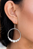 Fiercely 5th Avenue Self-Made Millionaire Silver & White Earrings - Paparazzi Accessories - Bella Fashion Accessories LLC