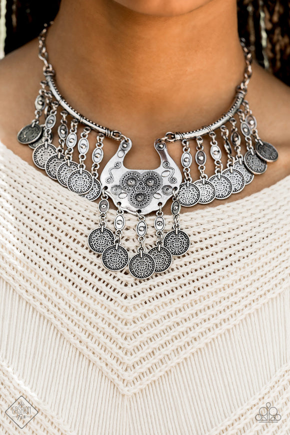 Sunset Sightings Treasure Temptress Silver Necklace - Paparazzi Accessories - Bella Fashion Accessories LLC