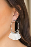 This Is Sparta! White Fringe Earrings - Paparazzi Accessories - Bella Fashion Accessories LLC