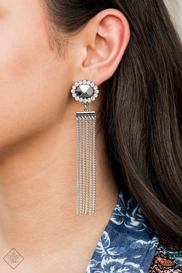 Tassel Throwback Silver Earrings - Paparazzi Accessories - Bella Fashion Accessories LLC