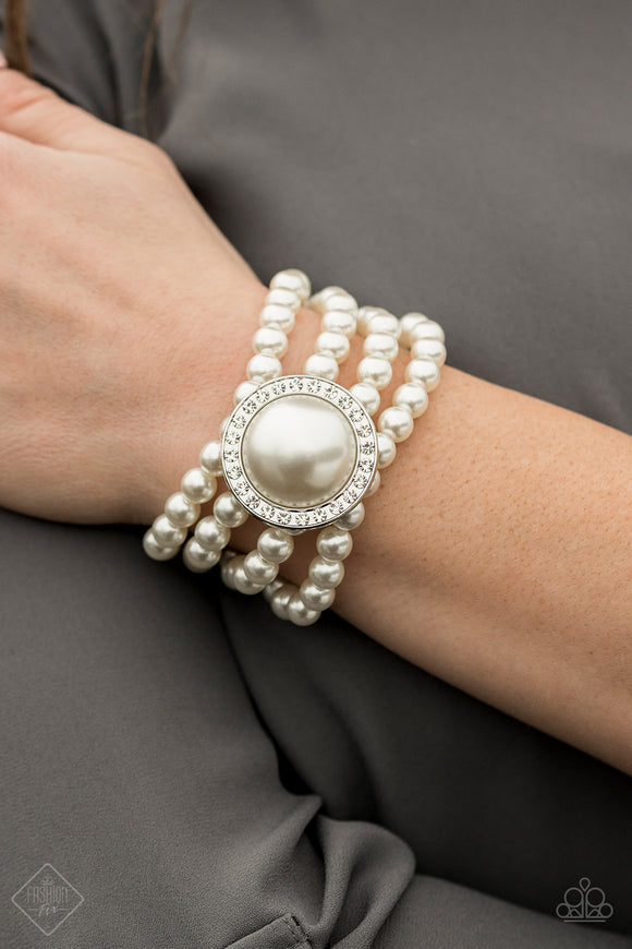 Top Tier Twinkle Pearly White Bracelet- Paparazzi Accessories - Bella Fashion Accessories LLC