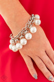 Fiercely 5th Avenue Word On Wall Street White Pearl Bracelet - Paparazzi Accessories - Bella Fashion Accessories LLC