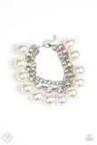Fiercely 5th Avenue Word On Wall Street White Pearl Bracelet - Paparazzi Accessories - Bella Fashion Accessories LLC
