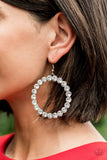 Welcome to the GLAM-boree White Rhinestone Earrings - Paparazzi Accessories - Bella Fashion Accessories LLC