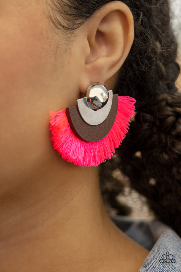 Fan The Flamboyance Pink Earrings| Paparazzi Accessories| Bella Fashion Accessories LLC