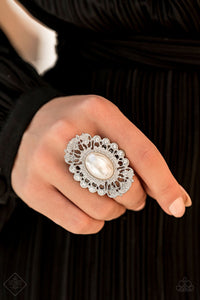 Radiantly Regal White Ring - Paparazzi Accessories - Bella Fashion Accessories LLC